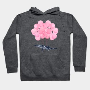 Flying Whale with Pink balloons #1 Hoodie